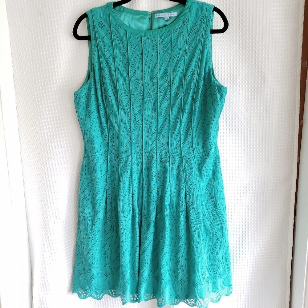 Antonio Melani Eyelet Fit and Flare green  dress Size 14